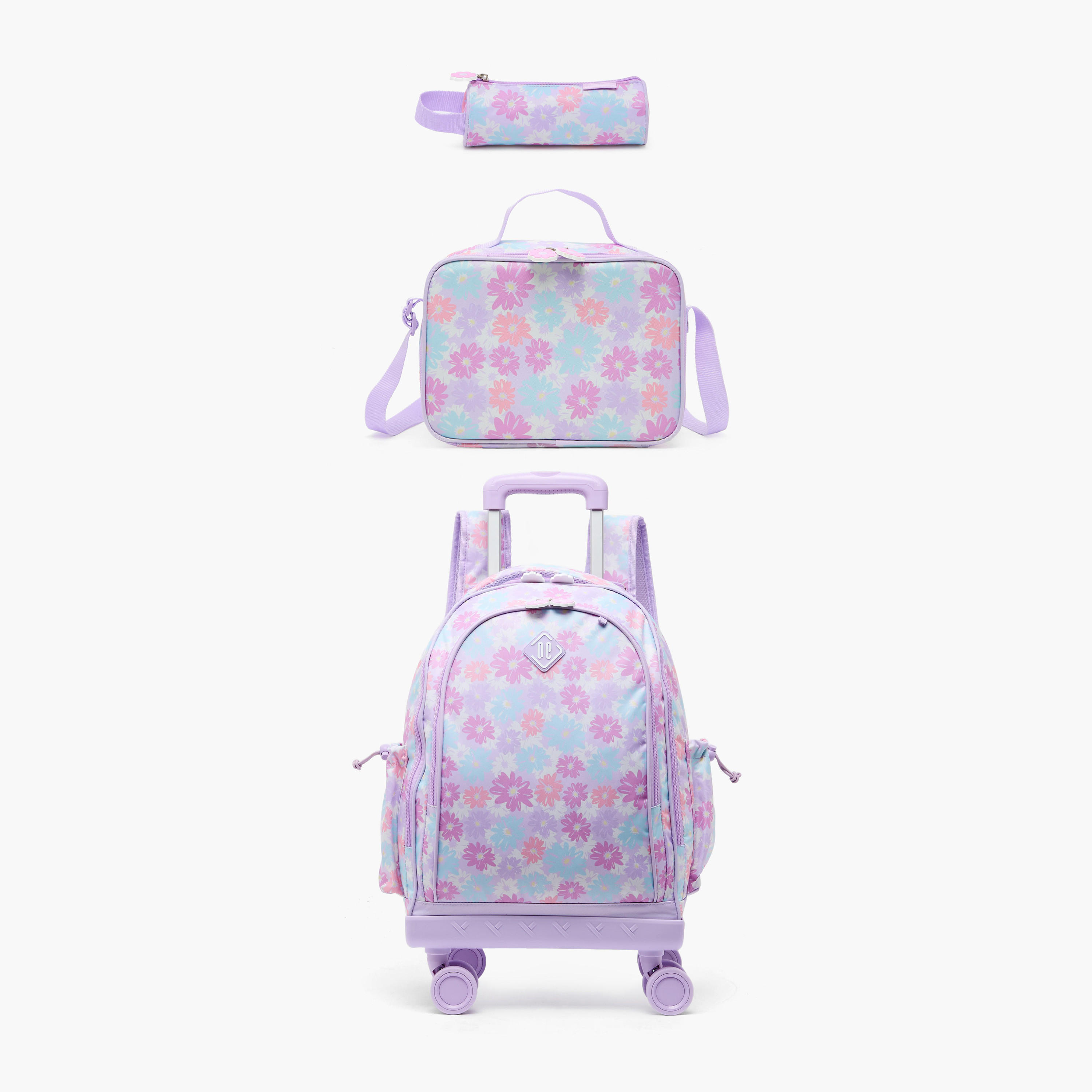 New Expressions Printed 3-Piece Trolley Backpack Set for Girls 8-13 Years with Lunch Bag - 18 inches-school-bagsandbackpacks-trolleybags-image-2