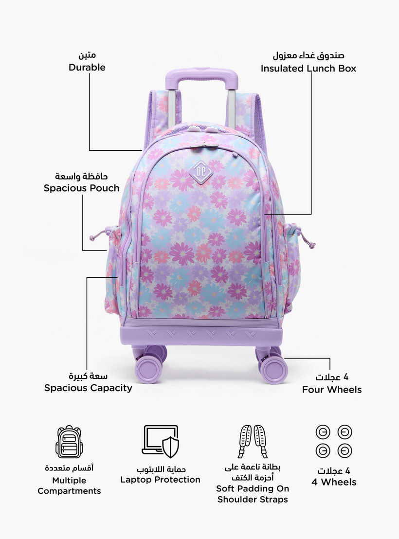 New Expressions Printed 3-Piece Trolley Backpack Set for Girls 8-13 Years with Lunch Bag - 18 inches-school-bagsandbackpacks-trolleybags-image-3