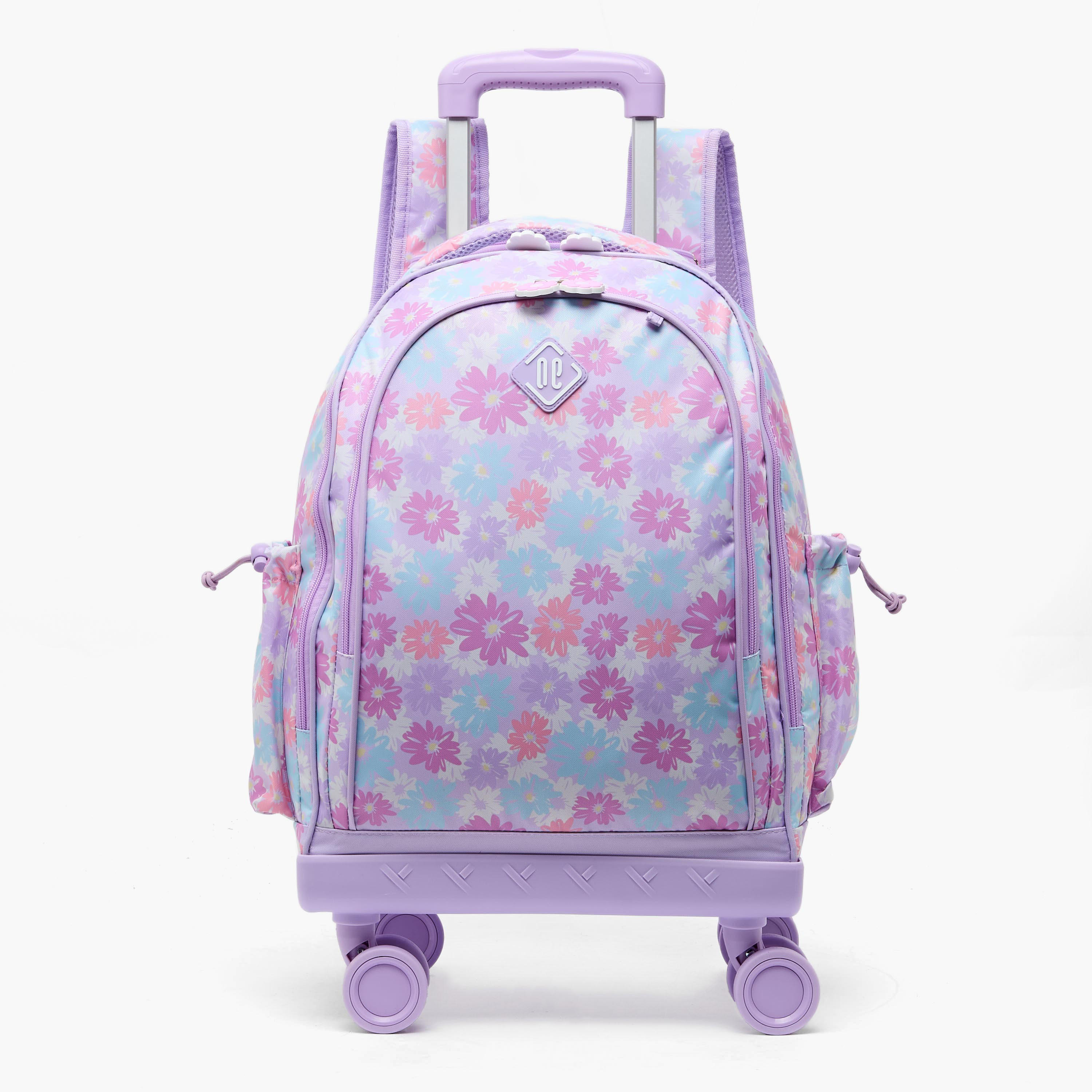 New Expressions Printed 3-Piece Trolley Backpack Set for Girls 8-13 Years with Lunch Bag - 18 inches-school-bagsandbackpacks-trolleybags-image-5