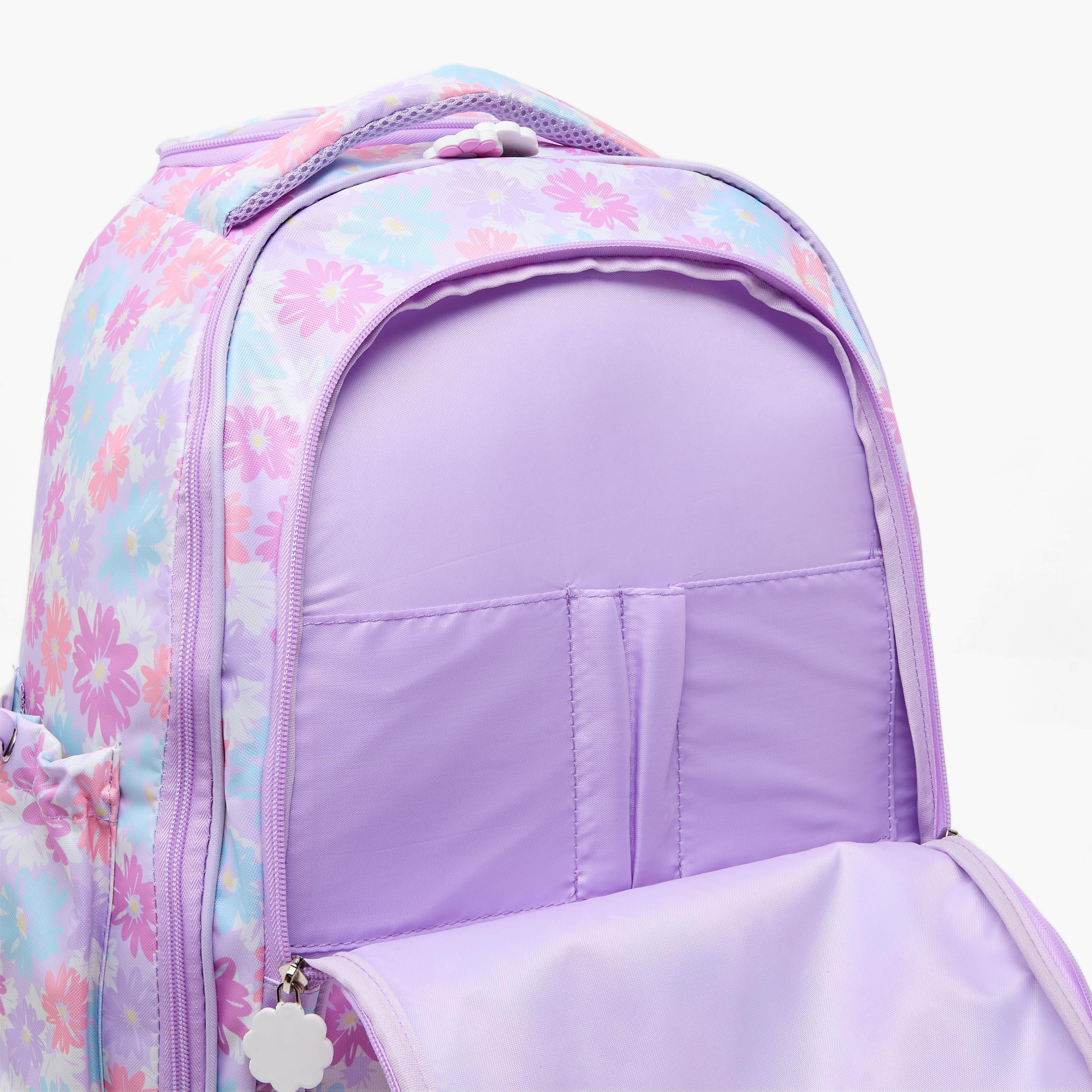 New Expressions Printed 3-Piece Trolley Backpack Set for Girls 8-13 Years with Lunch Bag - 18 inches-school-bagsandbackpacks-trolleybags-image-9