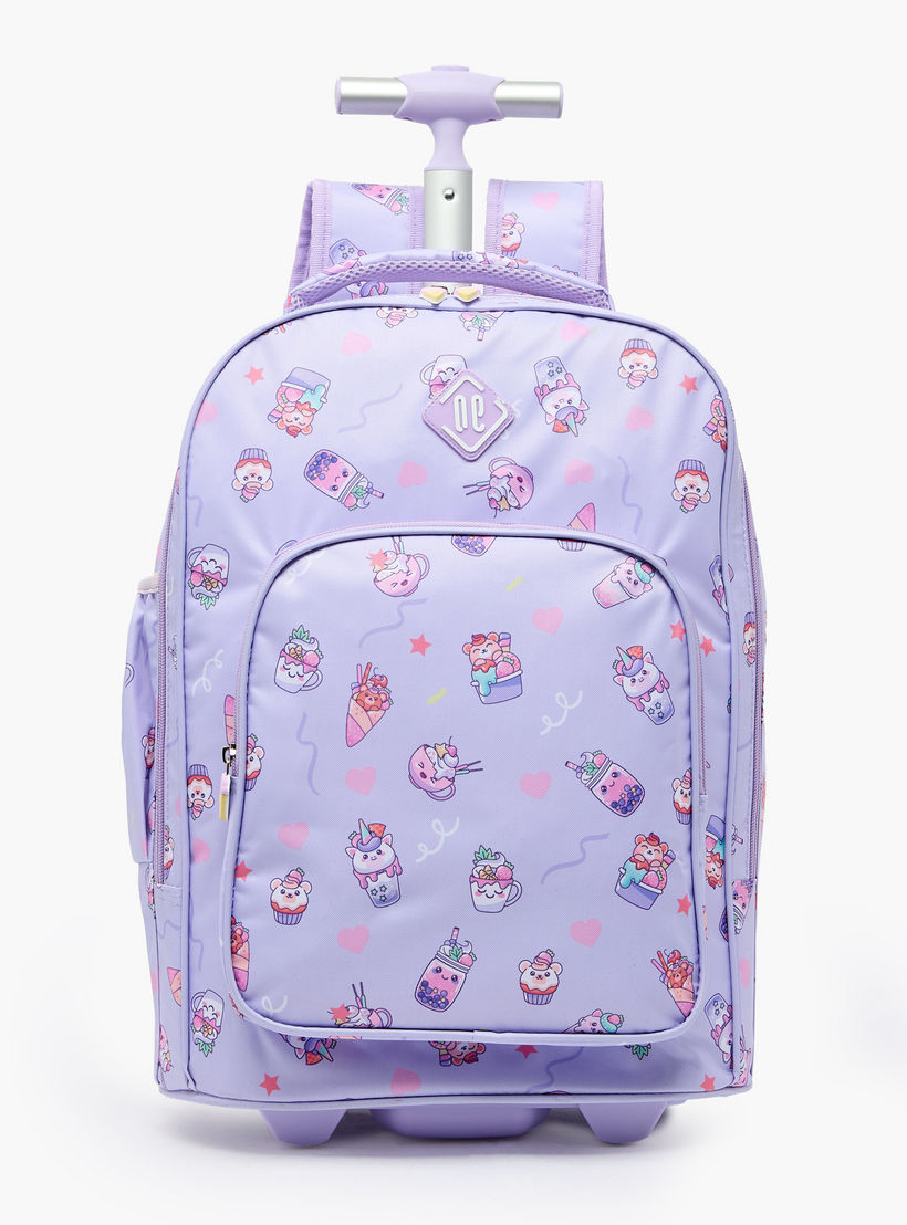 New Expressions Printed 3-Piece Trolley Backpack Set for Girls 8-13 Years with Lunch Bag - 18 inches-school-bagsandbackpacks-trolleybags-image-5