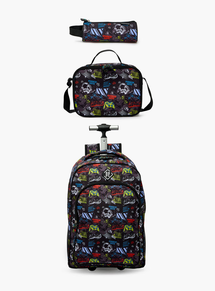 New Expressions Printed 3-Piece Trolley Backpack Set for Boys 8-13 Years with Lunch Bag - 18 inches-school-bagsandbackpacks-trolleybags-image-2