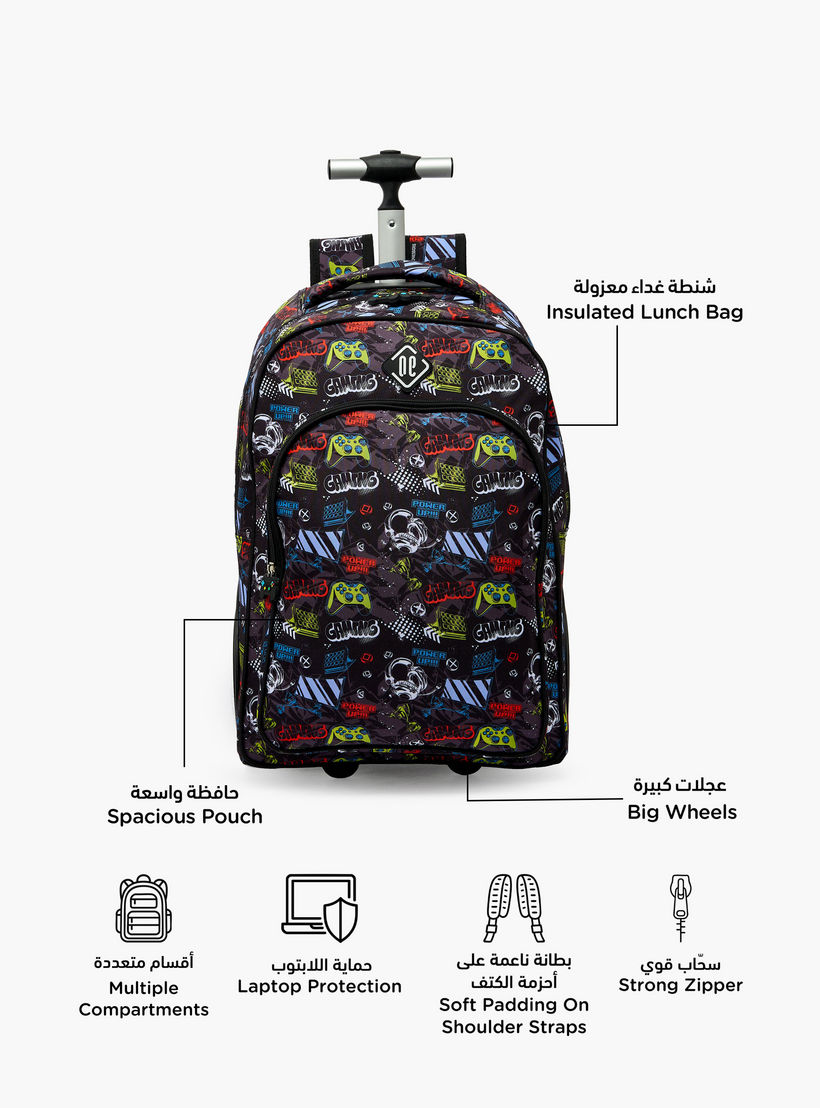 New Expressions Printed 3-Piece Trolley Backpack Set for Boys 8-13 Years with Lunch Bag - 18 inches-school-bagsandbackpacks-trolleybags-image-3