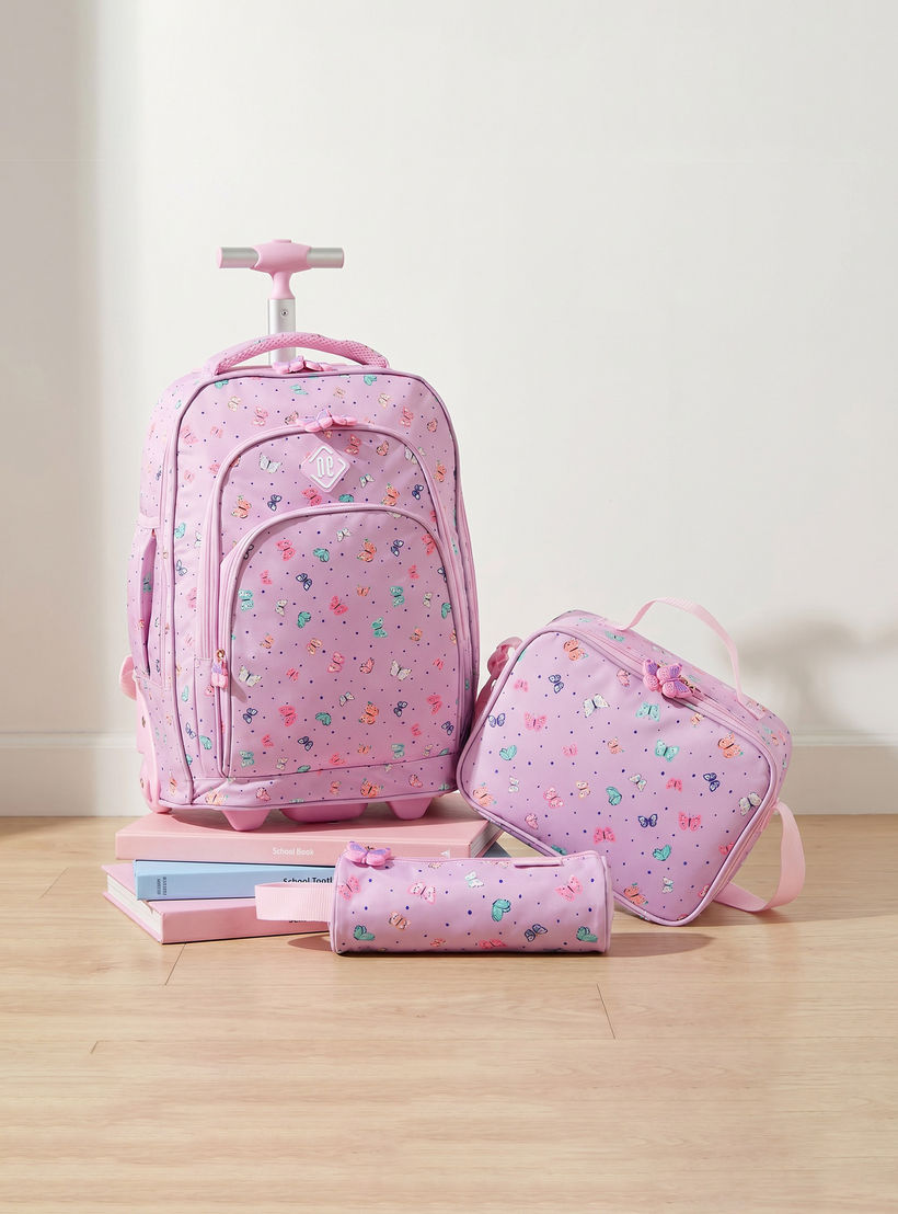 New Expressions Printed 3-Piece Trolley Backpack Set for Girls 8-13 Years with Lunch Bag - 18 inches-school-bagsandbackpacks-trolleybags-image-1