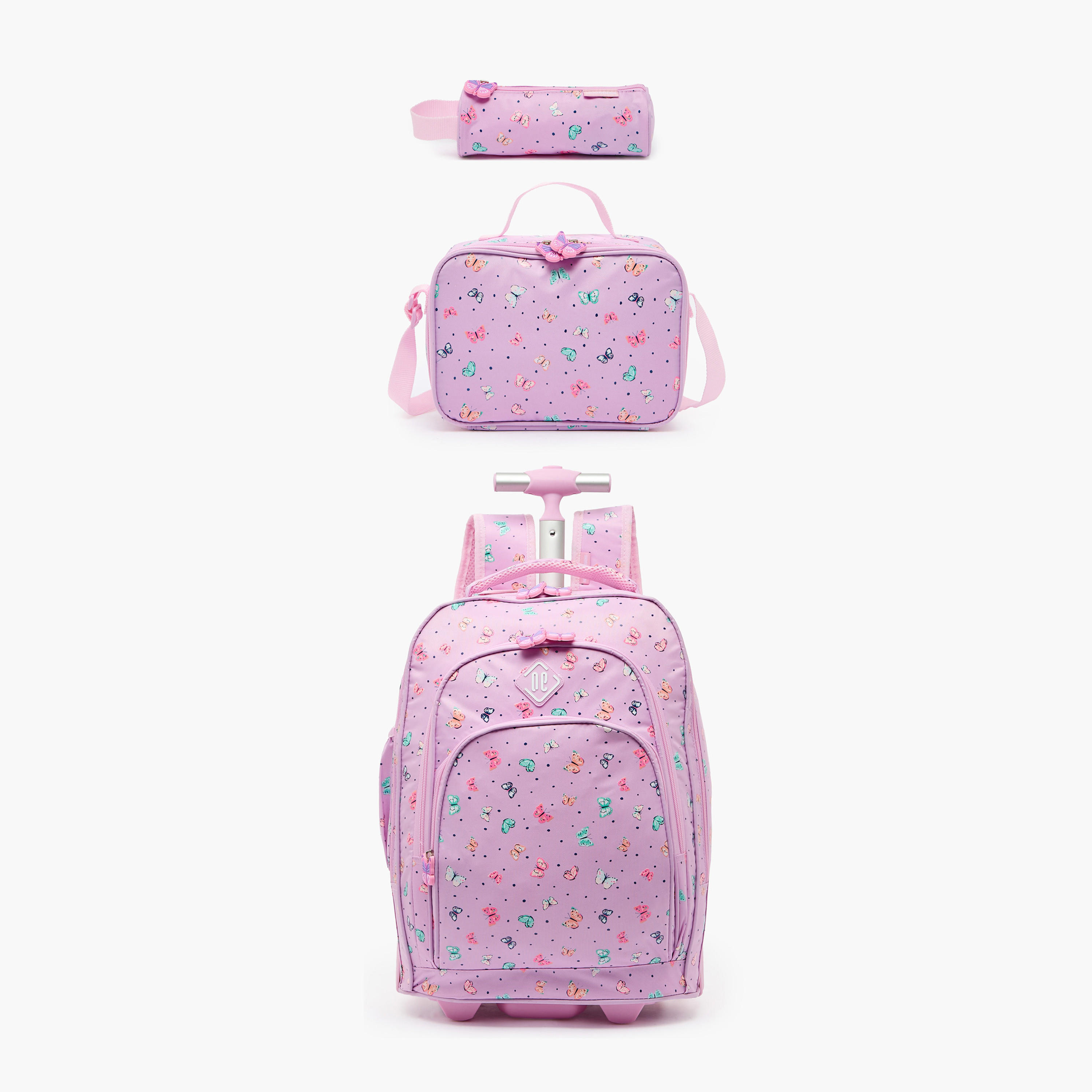 New Expressions Printed 3-Piece Trolley Backpack Set for Girls 8-13 Years with Lunch Bag - 18 inches-school-bagsandbackpacks-trolleybags-image-2