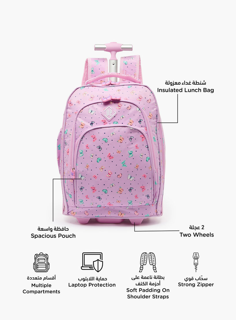 New Expressions Printed 3-Piece Trolley Backpack Set for Girls 8-13 Years with Lunch Bag - 18 inches-school-bagsandbackpacks-trolleybags-image-3
