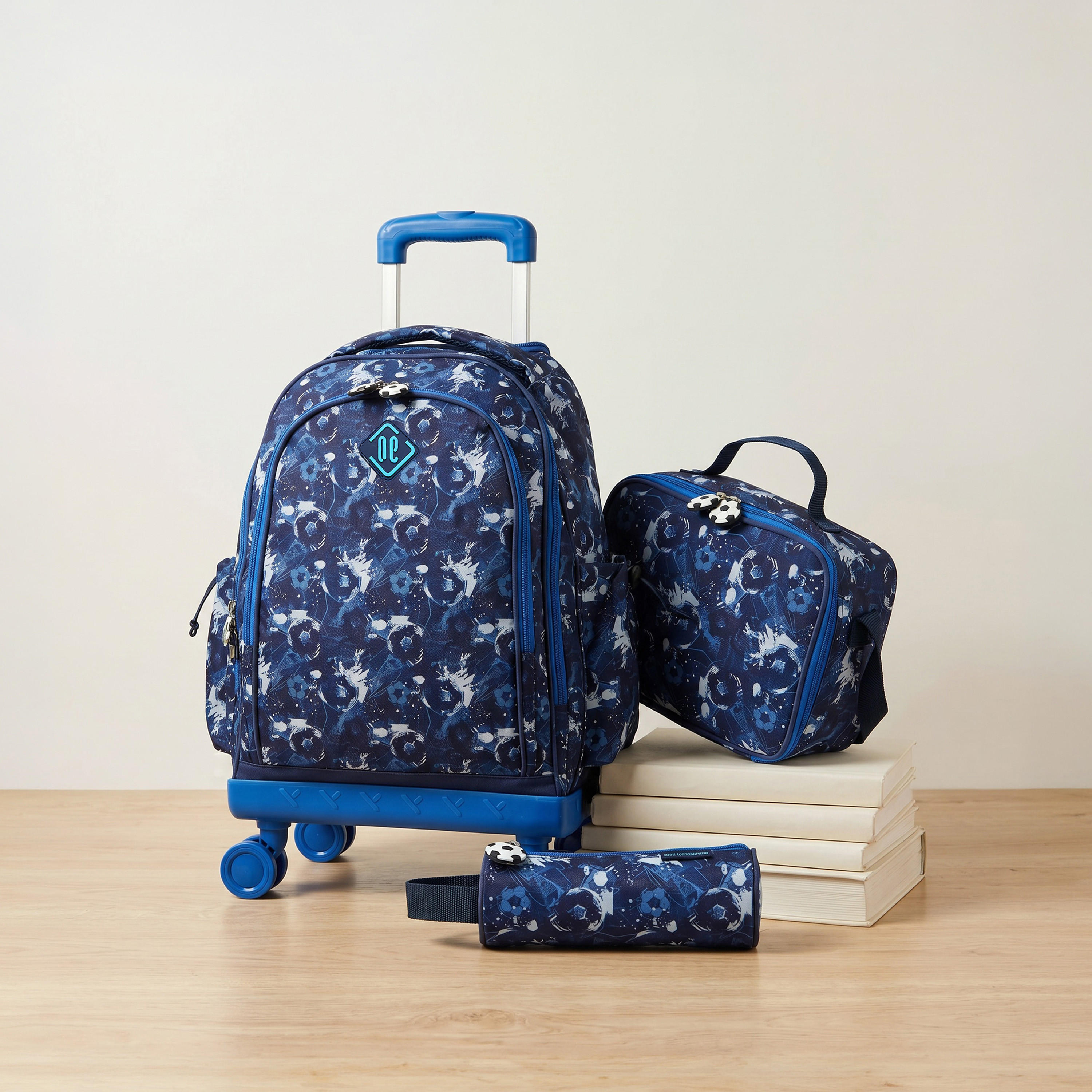 New Expressions Printed 3-Piece Trolley Backpack Set for Boys 8-13 Years with Lunch Bag - 18 inches-school-bagsandbackpacks-sets-image-1