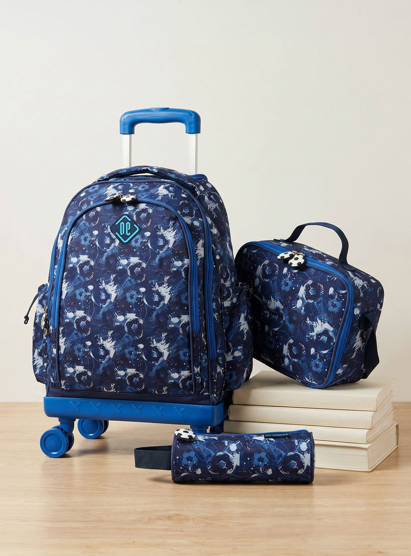 New Expressions Printed 3-Piece Trolley Backpack Set for Boys 8-13 Years with Lunch Bag - 18 inches-school-bagsandbackpacks-sets-image-1