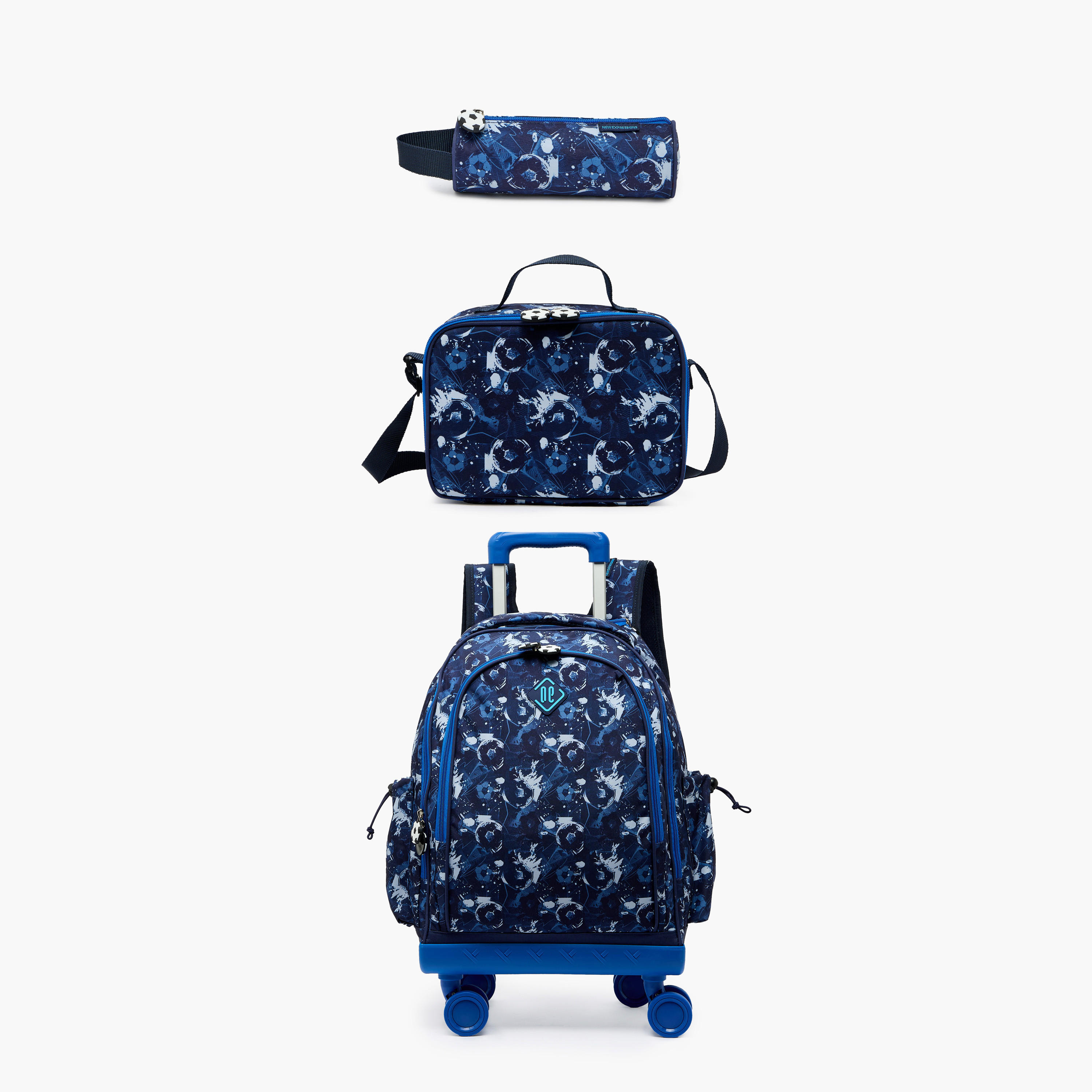 New Expressions Printed 3-Piece Trolley Backpack Set for Boys 8-13 Years with Lunch Bag - 18 inches-school-bagsandbackpacks-sets-image-2