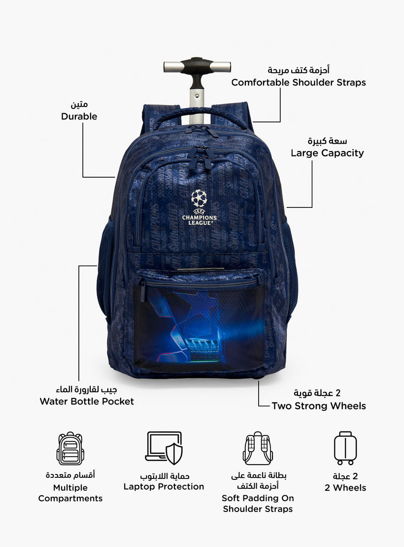 Champions League Printed Trolley Backpack for Boys 8-13 Years with Adjustable Straps - 20 inches-school-bagsandbackpacks-trolleybags-image-2