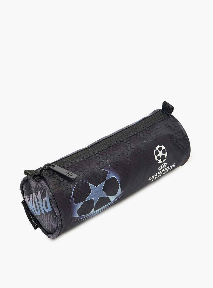Champions League Football Print Pencil Pouch with Zip Closure-school-stationery-pencilcases-image-2