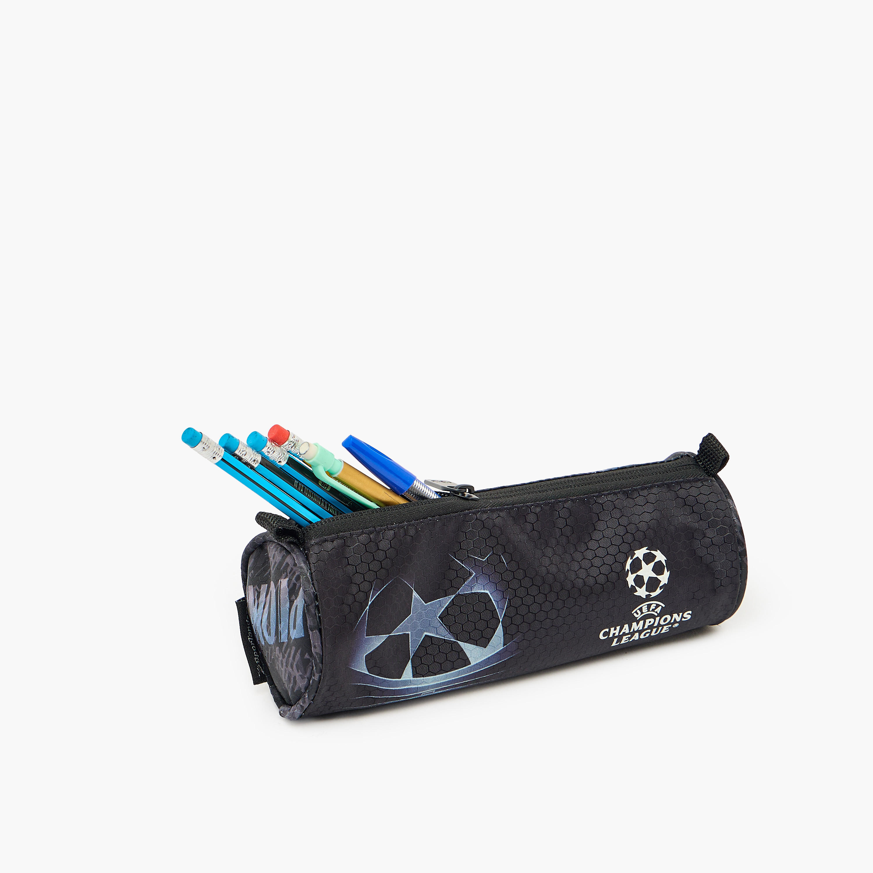 Champions League Football Print Pencil Pouch with Zip Closure-school-stationery-pencilcases-image-6