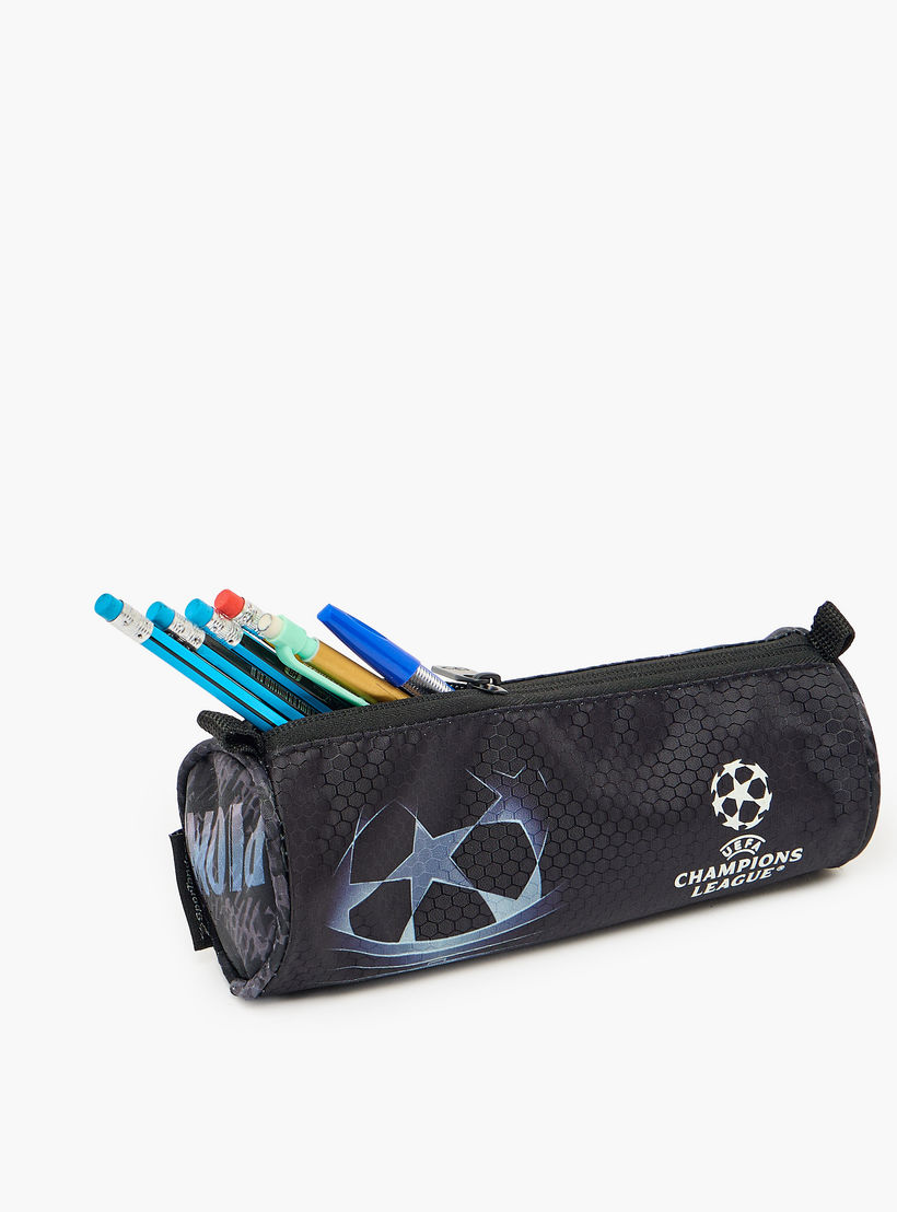 Champions League Football Print Pencil Pouch with Zip Closure-school-stationery-pencilcases-image-6