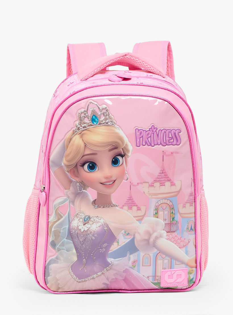 طقم شنطة ظهر بتصميم أميرة 5 قطع مع شنطة غداء للبنات 5 - 8 سنوات من سامي ستوديو - 16 بوصة-school-bagsandbackpacks-backpacks-image-4