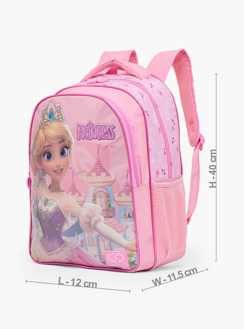 طقم شنطة ظهر بتصميم أميرة 5 قطع مع شنطة غداء للبنات 5 - 8 سنوات من سامي ستوديو - 16 بوصة-school-bagsandbackpacks-backpacks-image-8