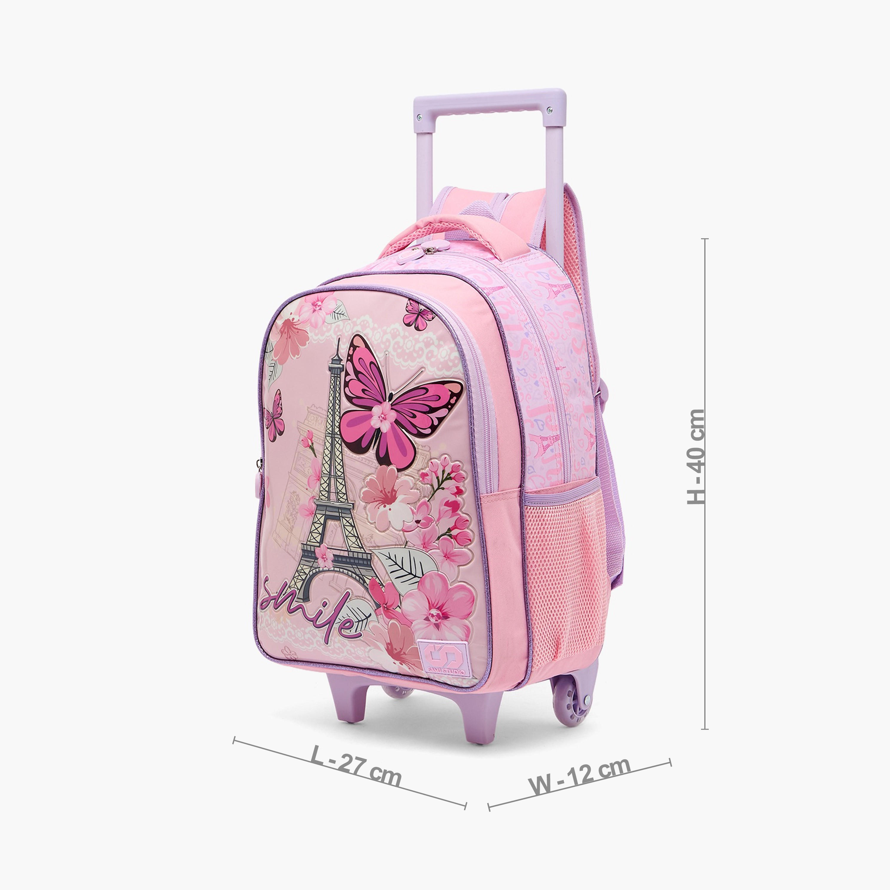 SAMI STUDIO Paris Print 5-Piece School Trolley Bag Set for Girls 5-8 Years with Lunch Box -16 inches-school-bagsandbackpacks-trolleybags-image-10