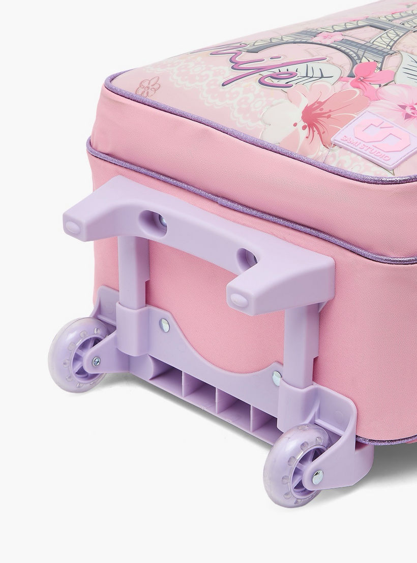 SAMI STUDIO Paris Print 5-Piece School Trolley Bag Set for Girls 5-8 Years with Lunch Box -16 inches-school-bagsandbackpacks-trolleybags-image-13