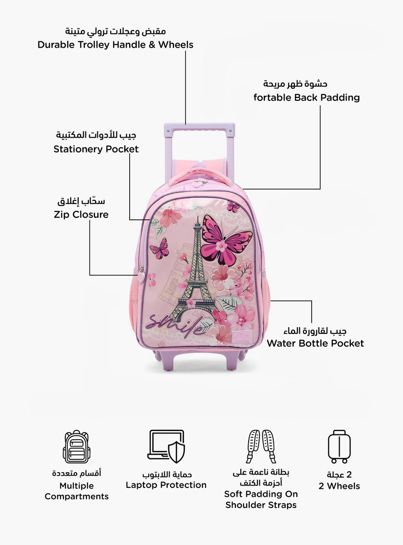 SAMI STUDIO Paris Print 5-Piece School Trolley Bag Set for Girls 5-8 Years with Lunch Box -16 inches-school-bagsandbackpacks-trolleybags-image-3