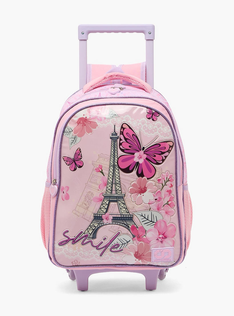 SAMI STUDIO Paris Print 5-Piece School Trolley Bag Set for Girls 5-8 Years with Lunch Box -16 inches-school-bagsandbackpacks-trolleybags-image-4