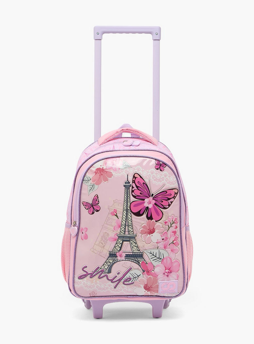 SAMI STUDIO Paris Print 5-Piece School Trolley Bag Set for Girls 5-8 Years with Lunch Box -16 inches-school-bagsandbackpacks-trolleybags-image-5