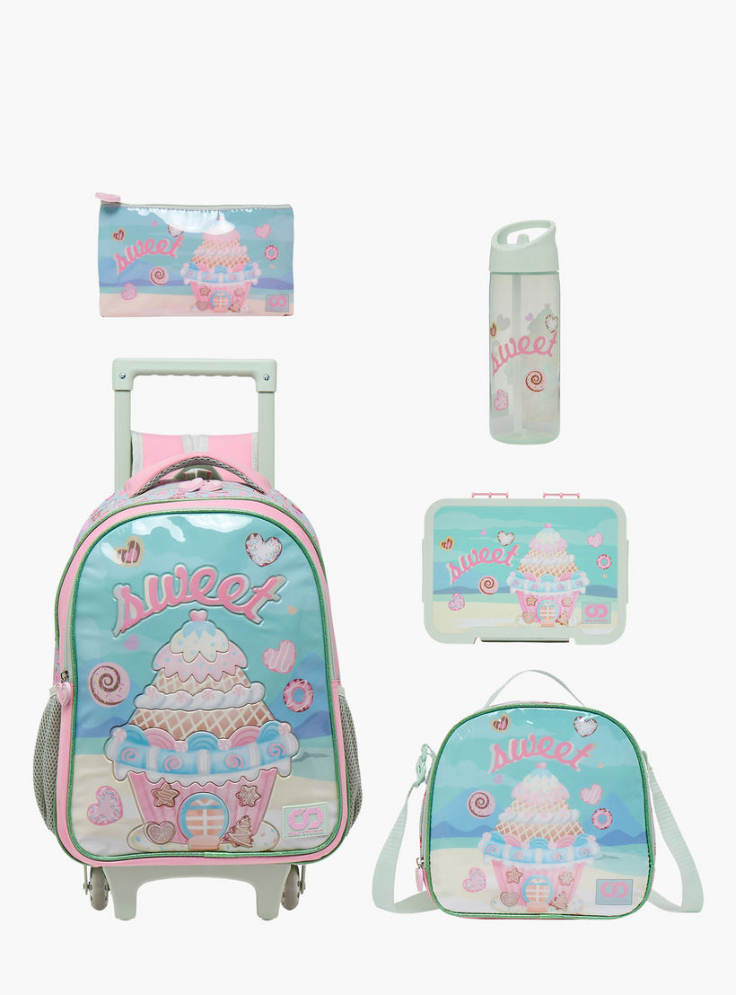 SAMI STUDIO Printed 5-Piece School Trolley Bag Set for Girls 5-8 Years with Lunch Bag - 16 inches-school-bagsandbackpacks-trolleybags-image-2