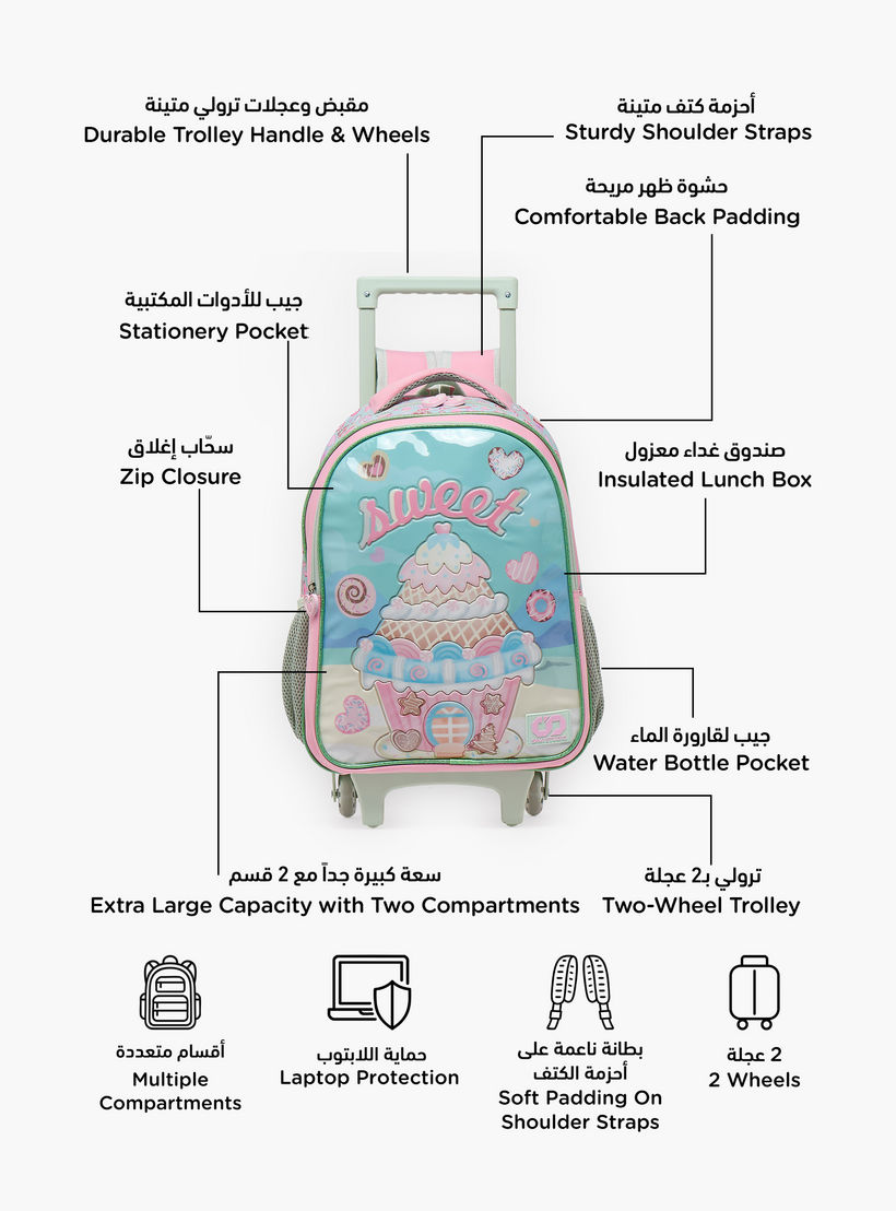 SAMI STUDIO Printed 5-Piece School Trolley Bag Set for Girls 5-8 Years with Lunch Bag - 16 inches-school-bagsandbackpacks-trolleybags-image-3