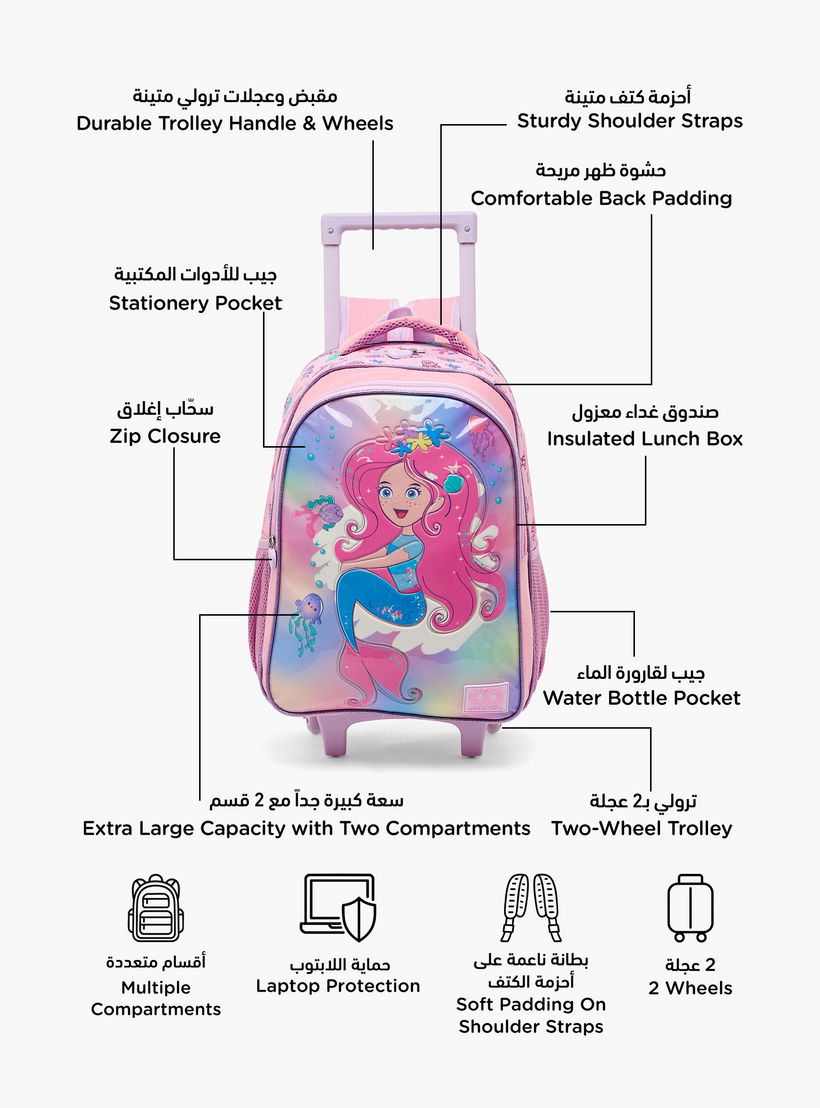 SAMI STUDIO Mermaid 5-Piece School Trolley Bag Set for Girls 5-8 Years with Lunch Box - 16 inches-school-bagsandbackpacks-trolleybags-image-3