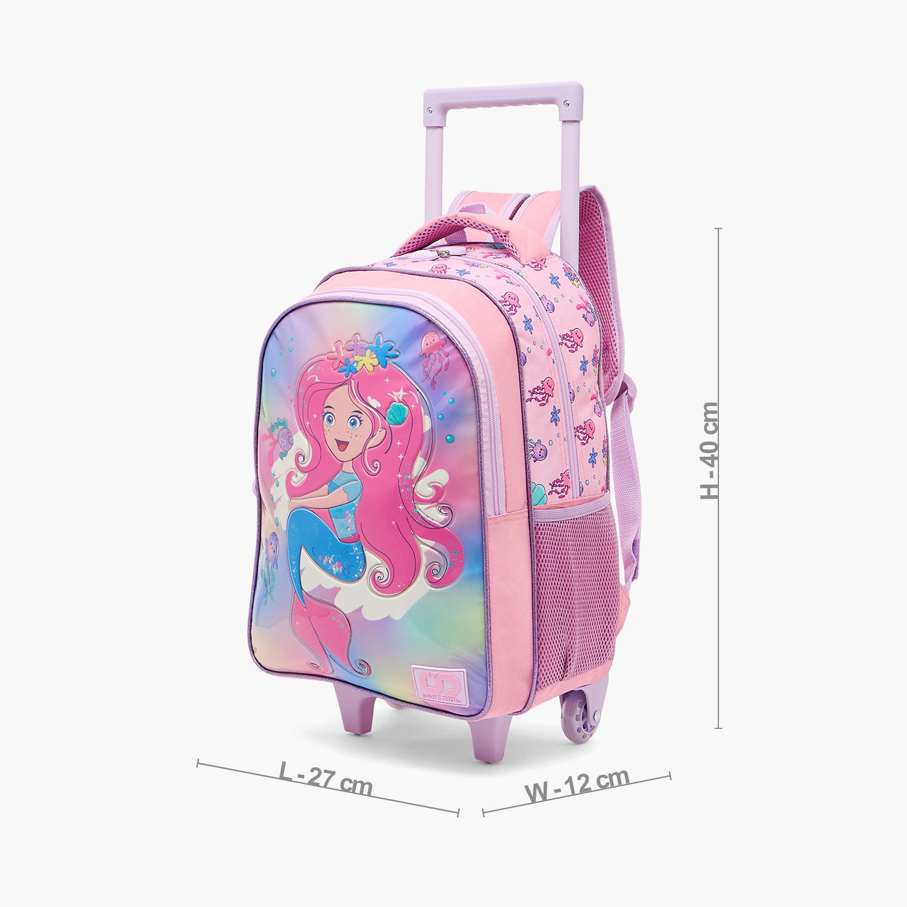 SAMI STUDIO Mermaid 5-Piece School Trolley Bag Set for Girls 5-8 Years with Lunch Box - 16 inches-school-bagsandbackpacks-trolleybags-image-9