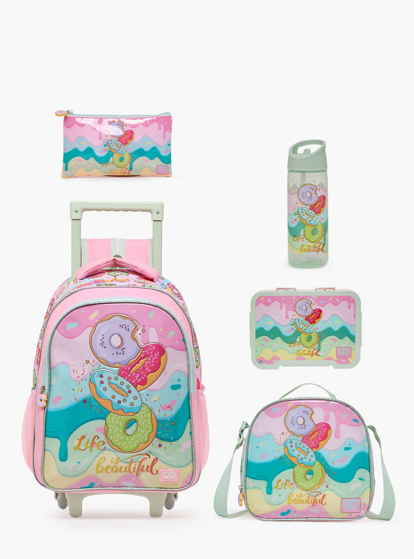 SAMI STUDIO Printed 5-Piece School Trolley Bag Set for Girls 5-8 Years with Lunch Bag - 16 inches-school-bagsandbackpacks-trolleybags-image-2