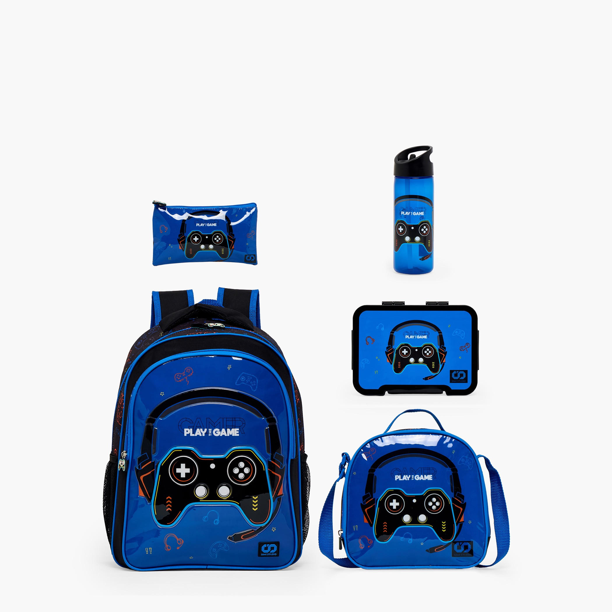 SAMI STUDIO Gaming Print 5-Piece School Backpack Set for Boys 5-8 Years with Lunch Bag - 16 inches-school-bagsandbackpacks-backpacks-image-2