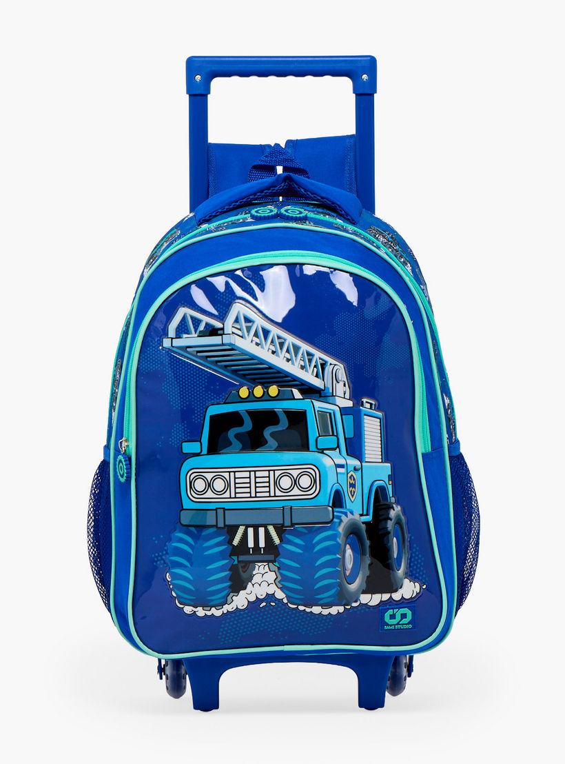 SAMI STUDIO Truck Print 5-Piece School Trolley Bag Set for Boys 5-8 Years with Lunch Bag - 16 inches-school-bagsandbackpacks-trolleybags-image-4