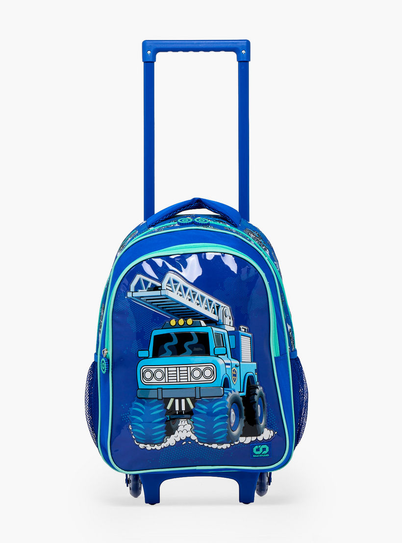 SAMI STUDIO Truck Print 5-Piece School Trolley Bag Set for Boys 5-8 Years with Lunch Bag - 16 inches-school-bagsandbackpacks-trolleybags-image-5