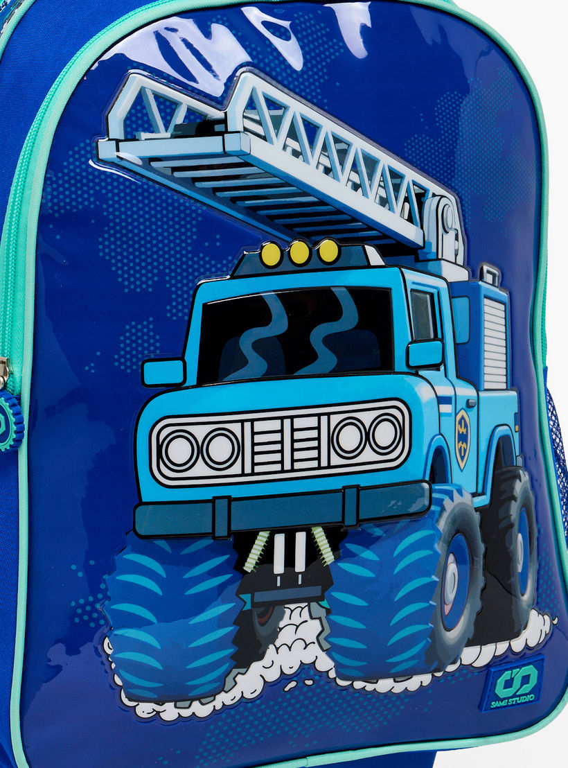 SAMI STUDIO Truck Print 5-Piece School Trolley Bag Set for Boys 5-8 Years with Lunch Bag - 16 inches-school-bagsandbackpacks-trolleybags-image-6