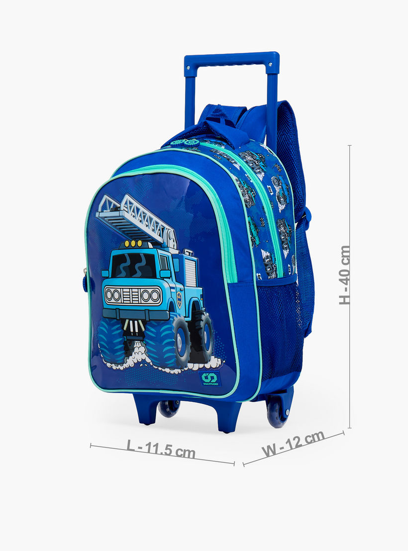 SAMI STUDIO Truck Print 5-Piece School Trolley Bag Set for Boys 5-8 Years with Lunch Bag - 16 inches-school-bagsandbackpacks-trolleybags-image-9