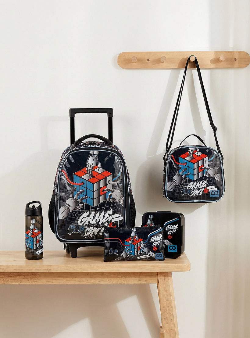 SAMI STUDIO Rubiks Print 5-Piece School Trolley Bag Set for Boys 5-8 Years with Lunch Bag -16 inches-school-bagsandbackpacks-trolleybags-image-1