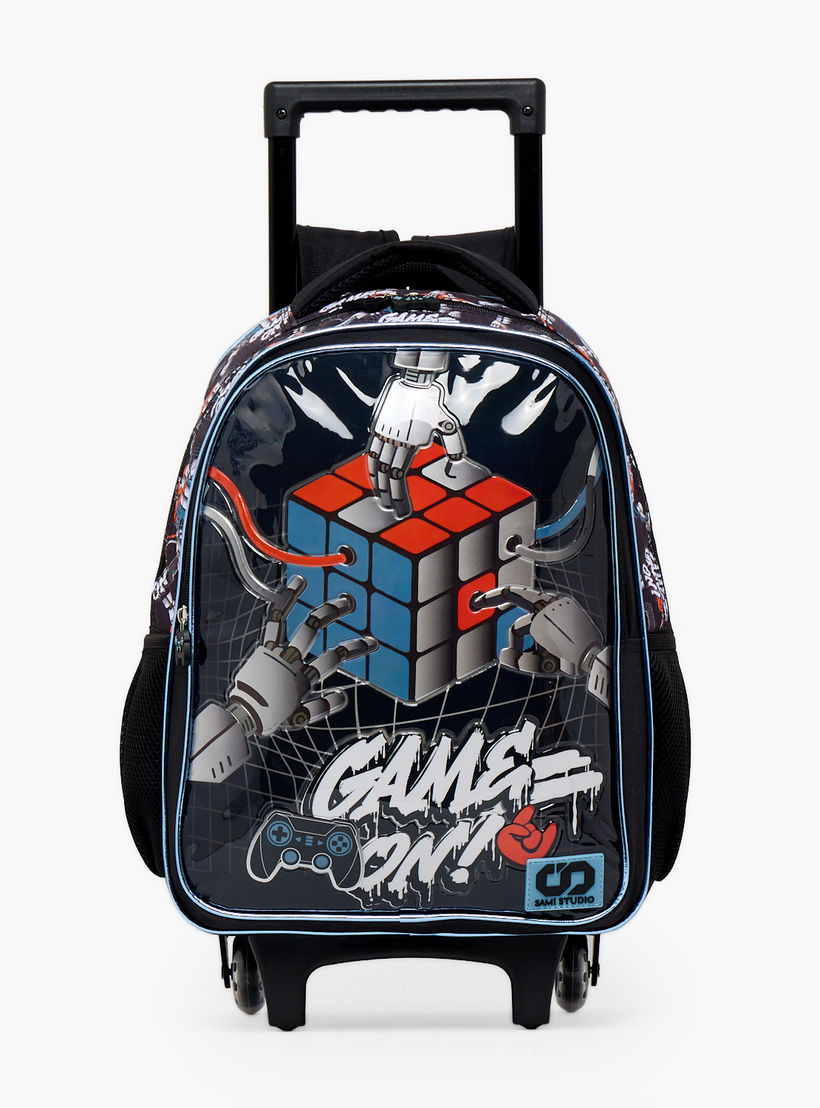 SAMI STUDIO Rubiks Print 5-Piece School Trolley Bag Set for Boys 5-8 Years with Lunch Bag -16 inches-school-bagsandbackpacks-trolleybags-image-4