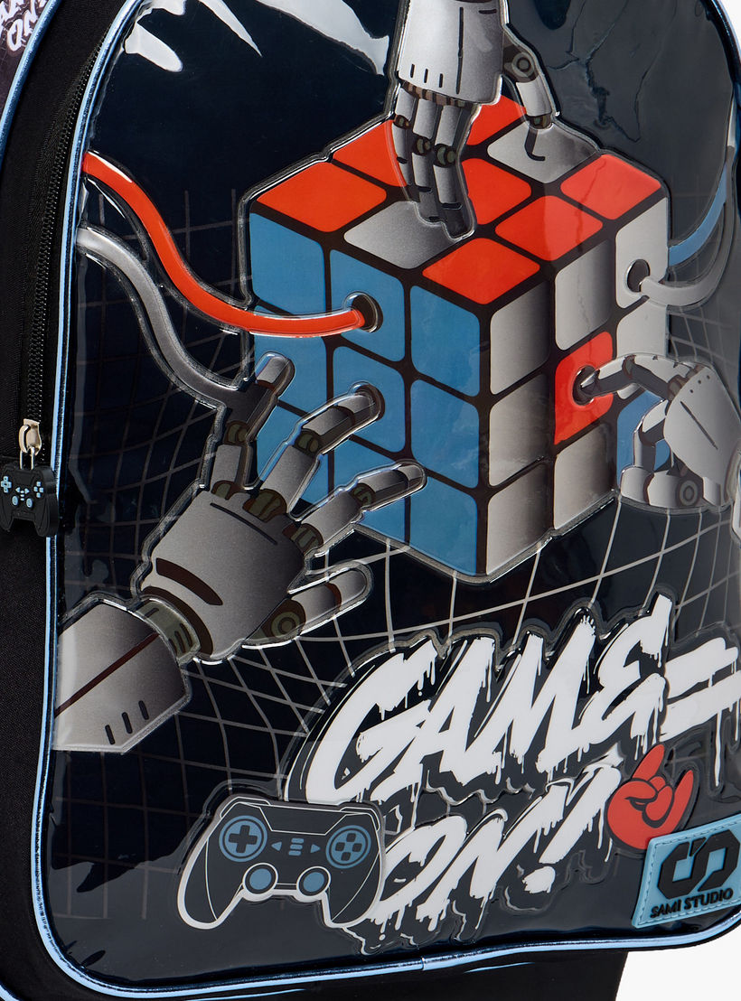 SAMI STUDIO Rubiks Print 5-Piece School Trolley Bag Set for Boys 5-8 Years with Lunch Bag -16 inches-school-bagsandbackpacks-trolleybags-image-6