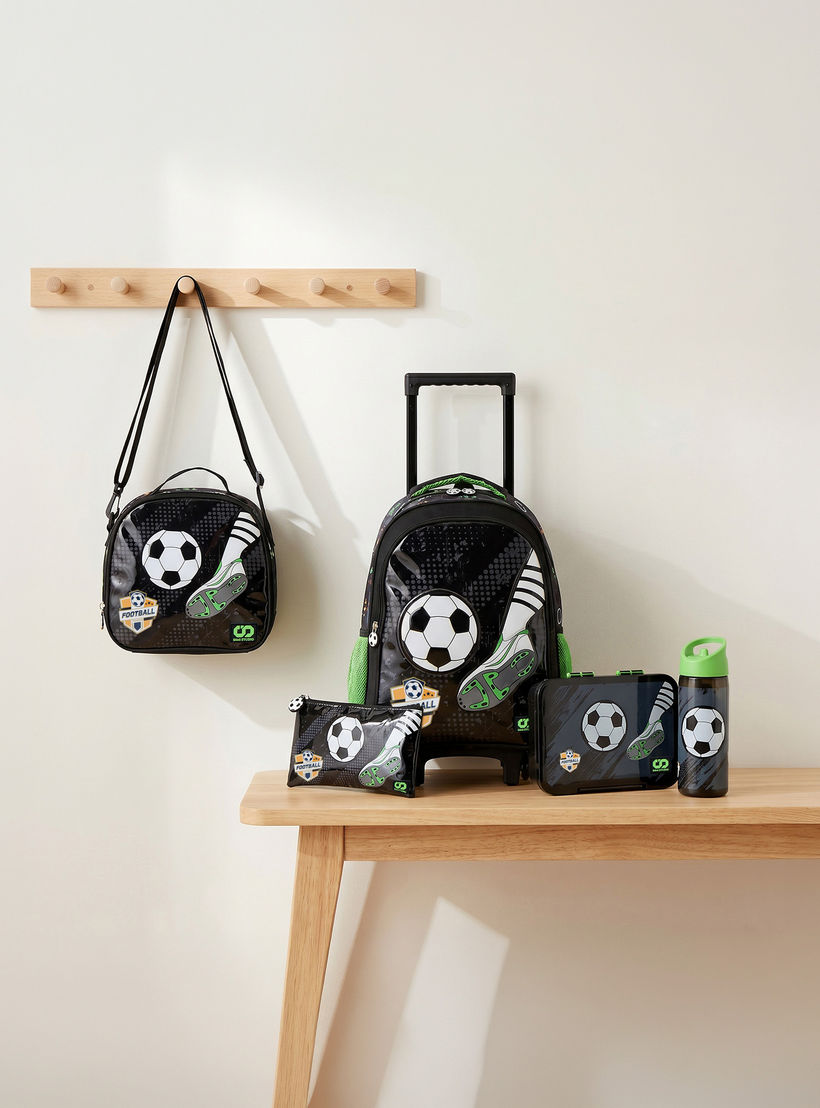 SAMI STUDIO Football 5-Piece School Trolley Bag Set for Boys 5-8 Years with Lunch Bag - 16 inches-school-bagsandbackpacks-trolleybags-image-1