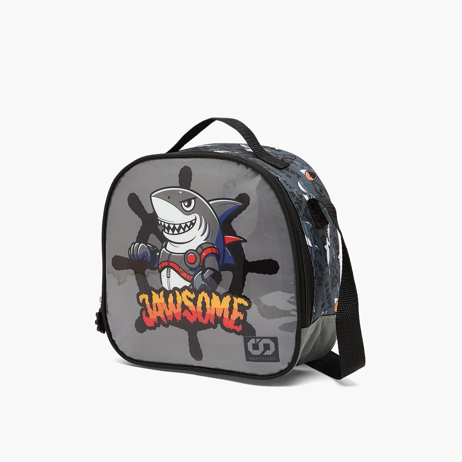 SAMI STUDIO Shark Print 5-Piece School Trolley Bag Set for Boys 5-8 Years with Lunch Box - 16 inches-school-bagsandbackpacks-trolleybags-image-15
