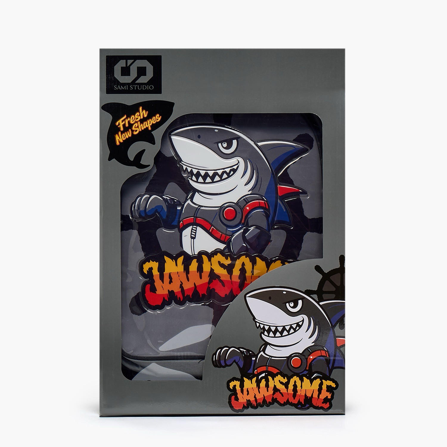 SAMI STUDIO Shark Print 5-Piece School Trolley Bag Set for Boys 5-8 Years with Lunch Box - 16 inches-school-bagsandbackpacks-trolleybags-image-22