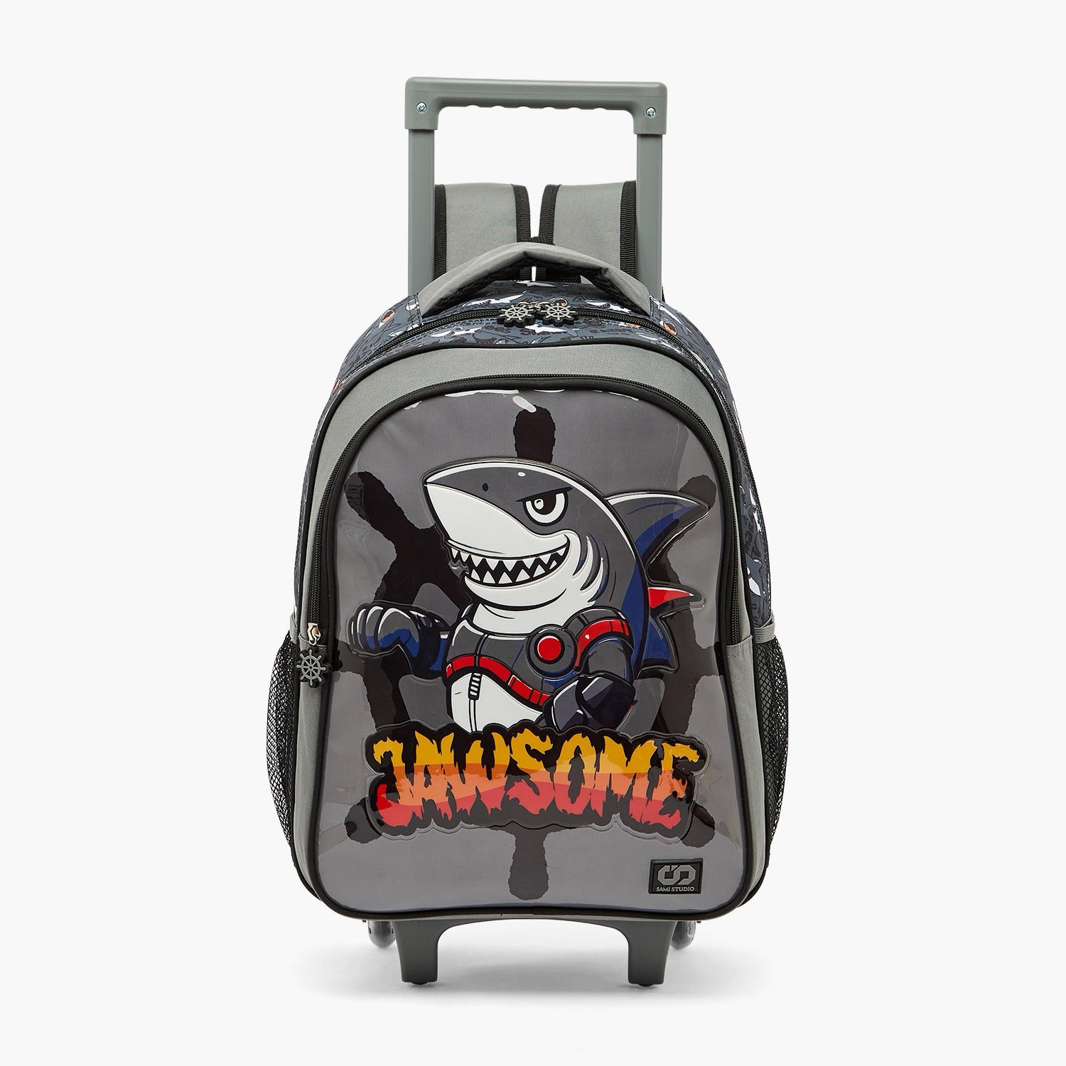 SAMI STUDIO Shark Print 5-Piece School Trolley Bag Set for Boys 5-8 Years with Lunch Box - 16 inches-school-bagsandbackpacks-trolleybags-image-4