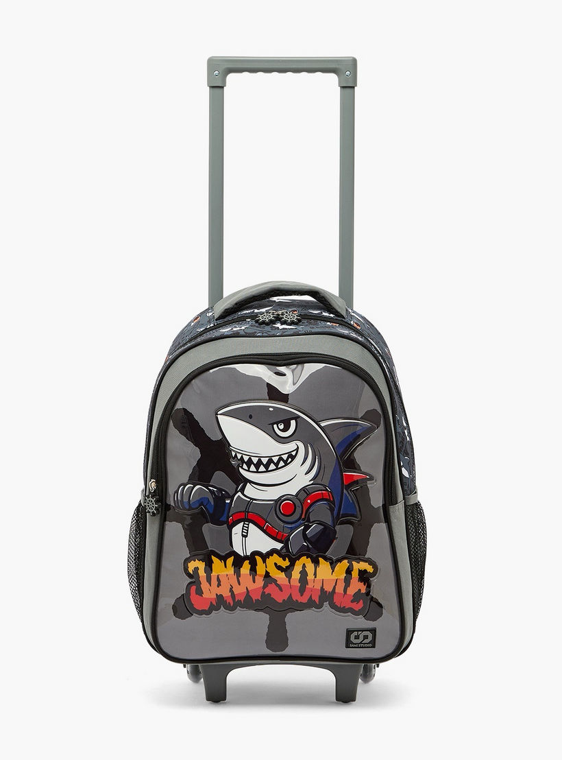 SAMI STUDIO Shark Print 5-Piece School Trolley Bag Set for Boys 5-8 Years with Lunch Box - 16 inches-school-bagsandbackpacks-trolleybags-image-5