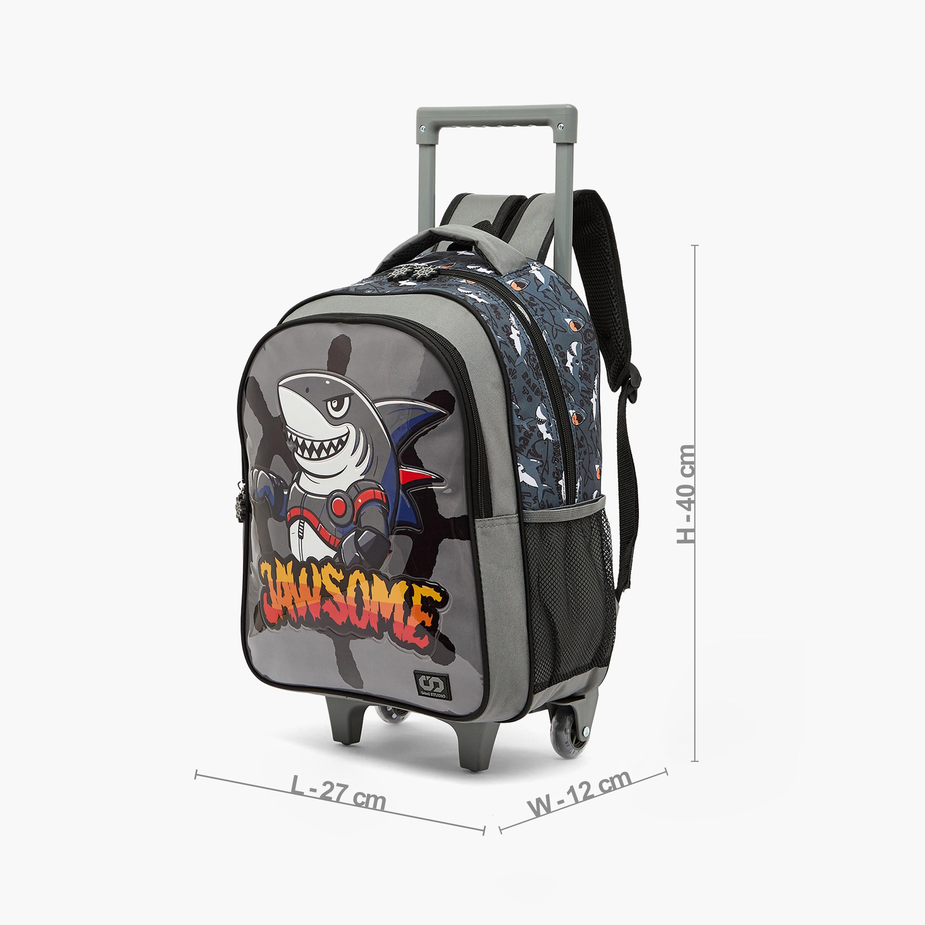 SAMI STUDIO Shark Print 5-Piece School Trolley Bag Set for Boys 5-8 Years with Lunch Box - 16 inches-school-bagsandbackpacks-trolleybags-image-9
