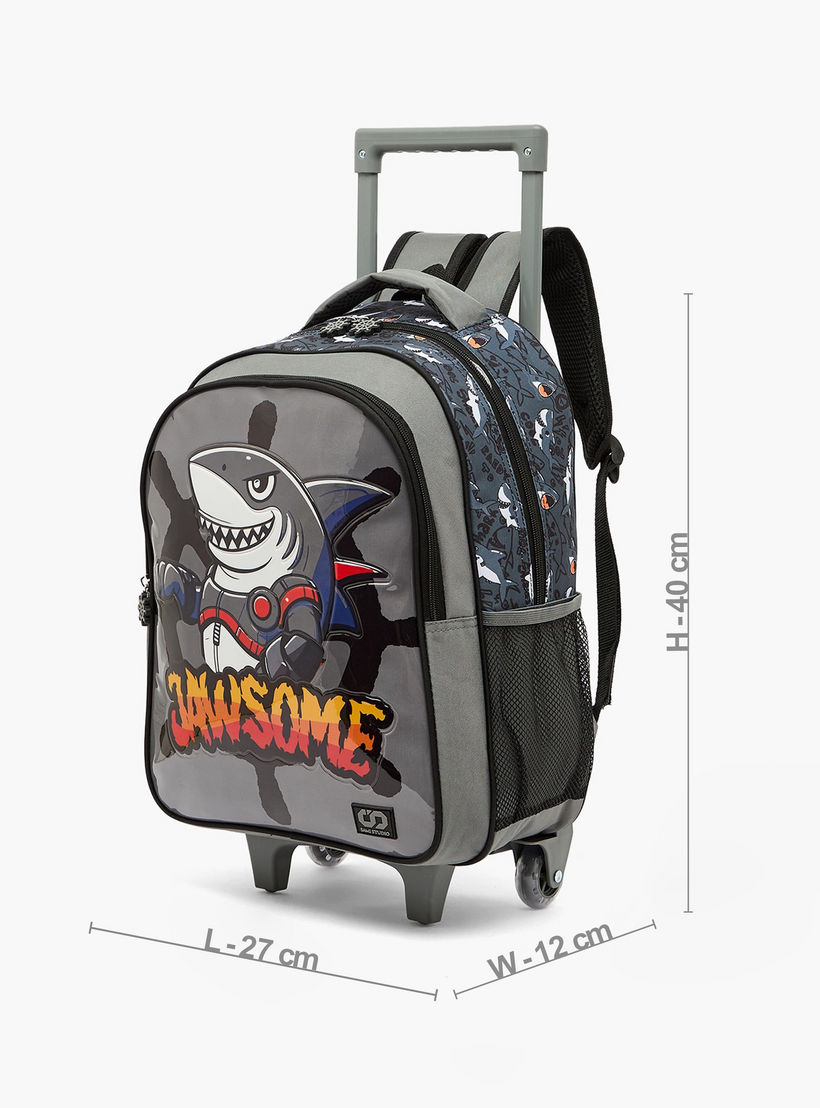 SAMI STUDIO Shark Print 5-Piece School Trolley Bag Set for Boys 5-8 Years with Lunch Box - 16 inches-school-bagsandbackpacks-trolleybags-image-9