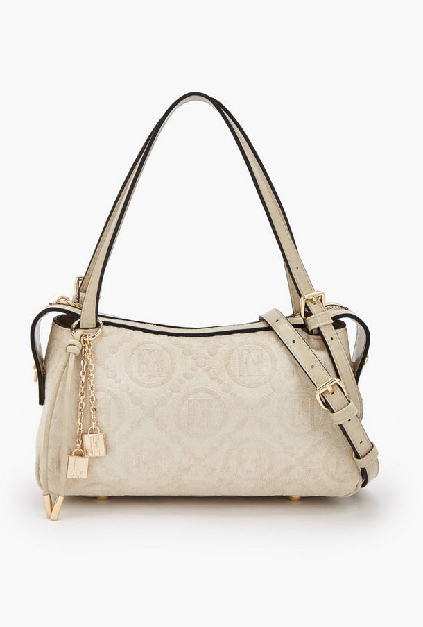 شنطة كتف بارزة الملمس مونوجرام وزينة دلايّة من إيل-women-bagsandwallets-handbags-image-1