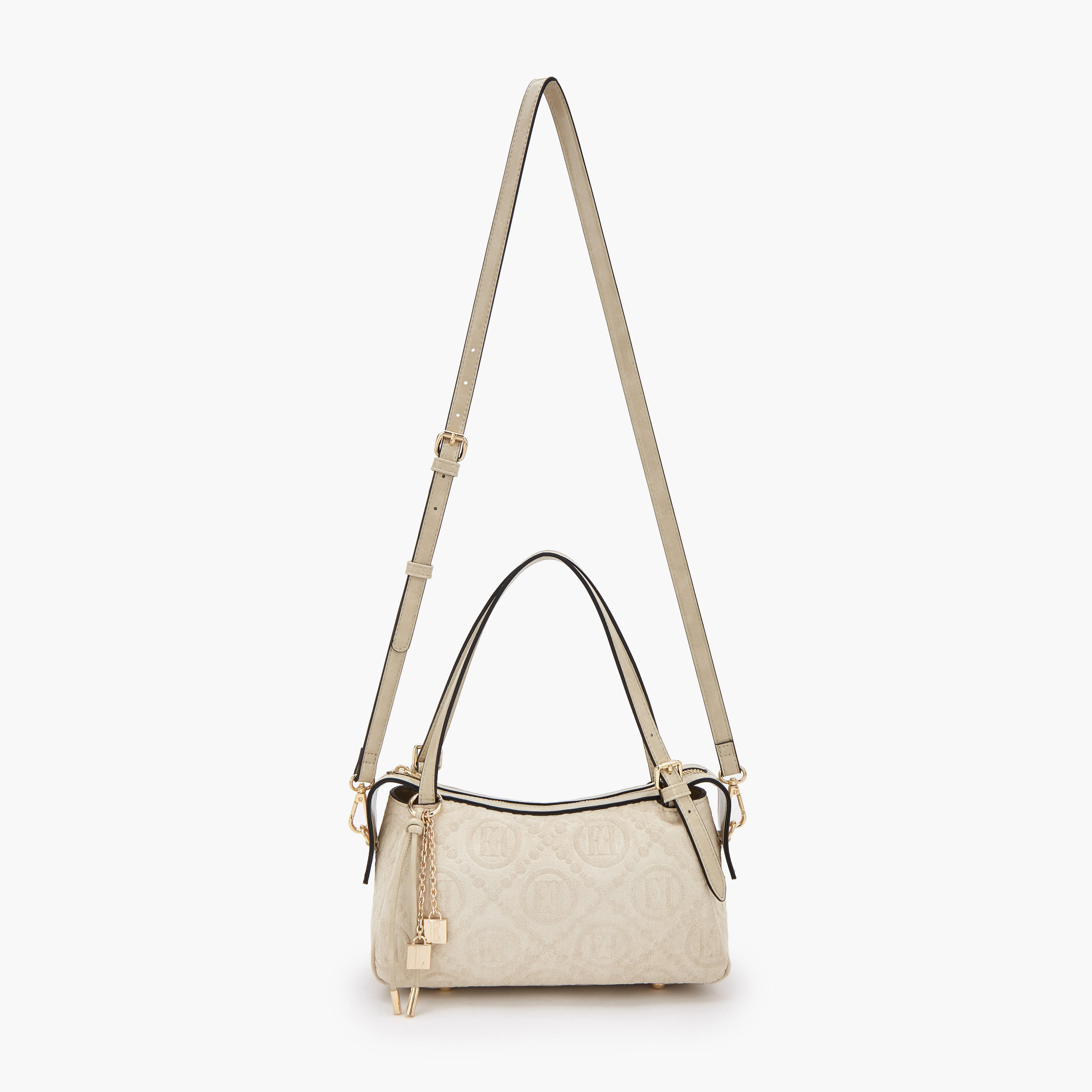 شنطة كتف بارزة الملمس مونوجرام وزينة دلايّة من إيل-women-bagsandwallets-handbags-image-2
