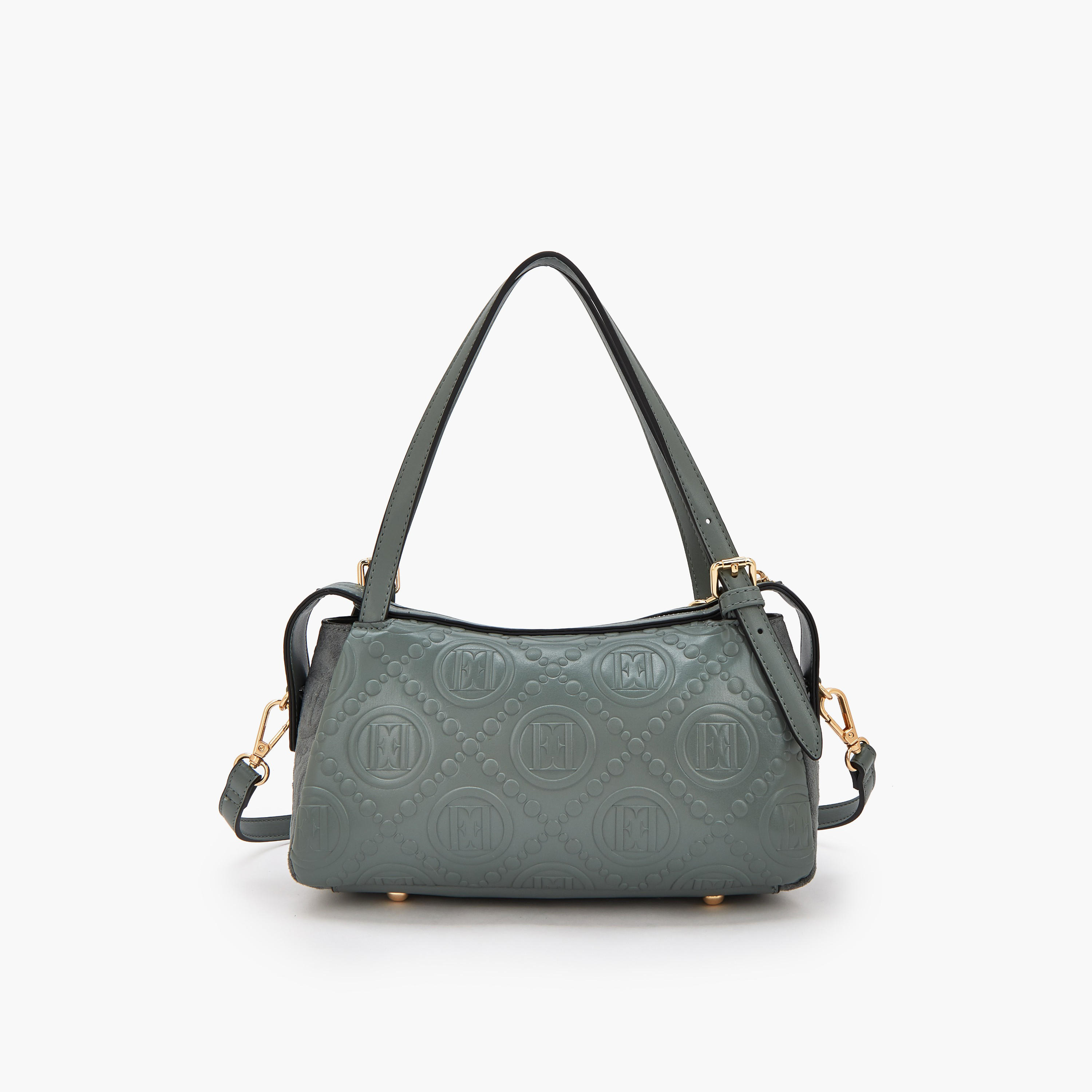 شنطة كتف بارزة الملمس مونوجرام وزينة دلايّة من إيل-women-bagsandwallets-handbags-image-5