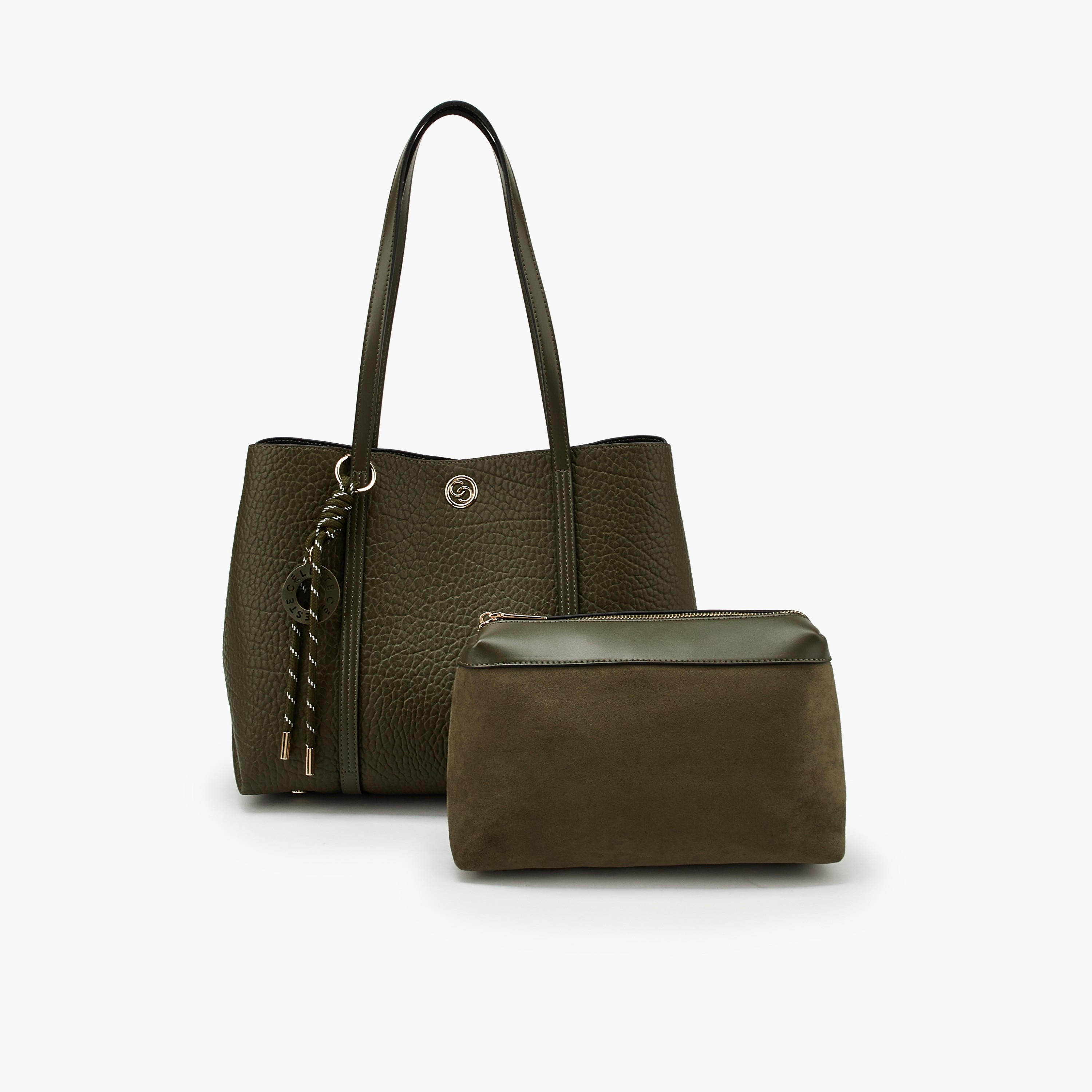 Celeste Textured Tote Bag with Pouch-women-bagsandwallets-handbags-image-1