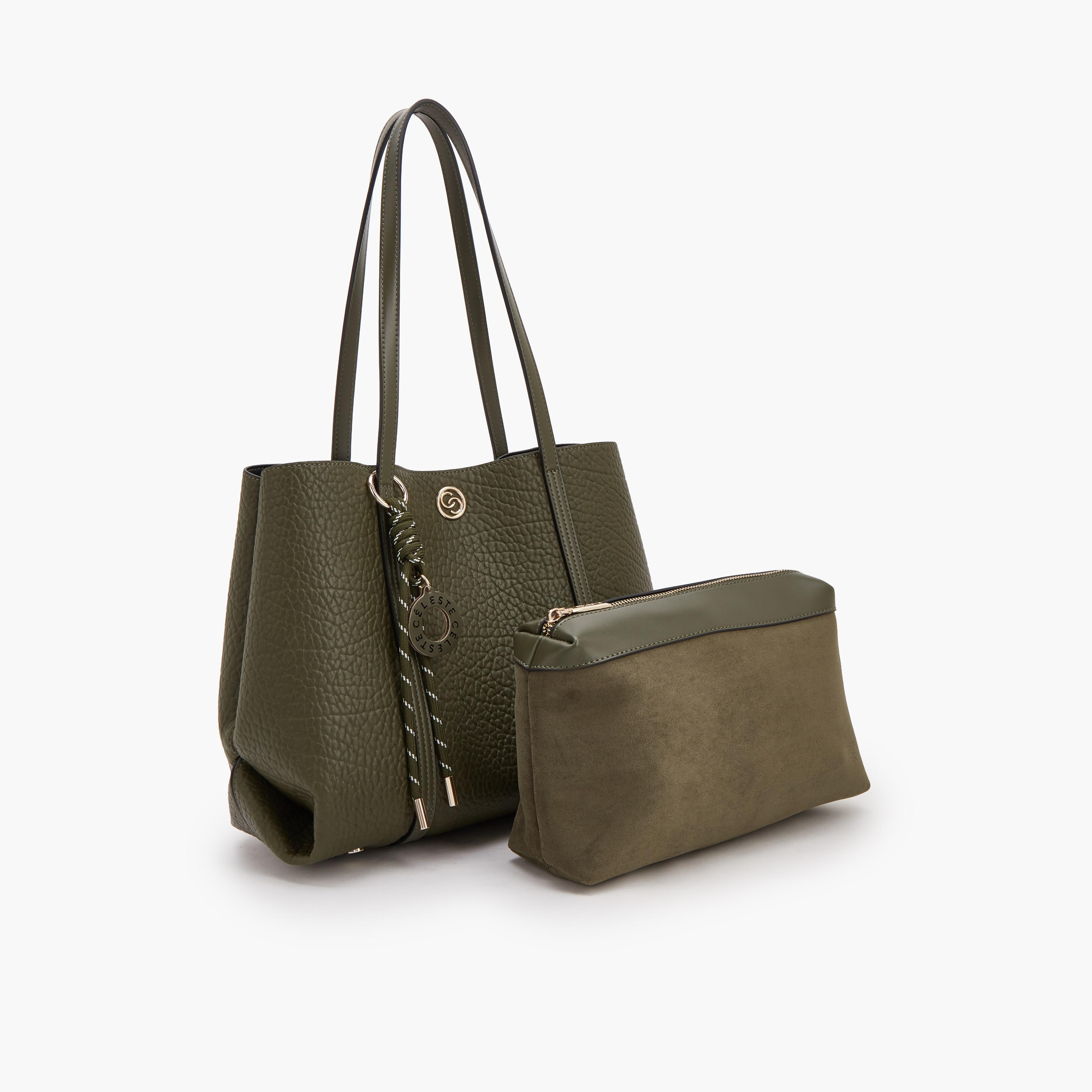 Celeste Textured Tote Bag with Pouch-women-bagsandwallets-handbags-image-2