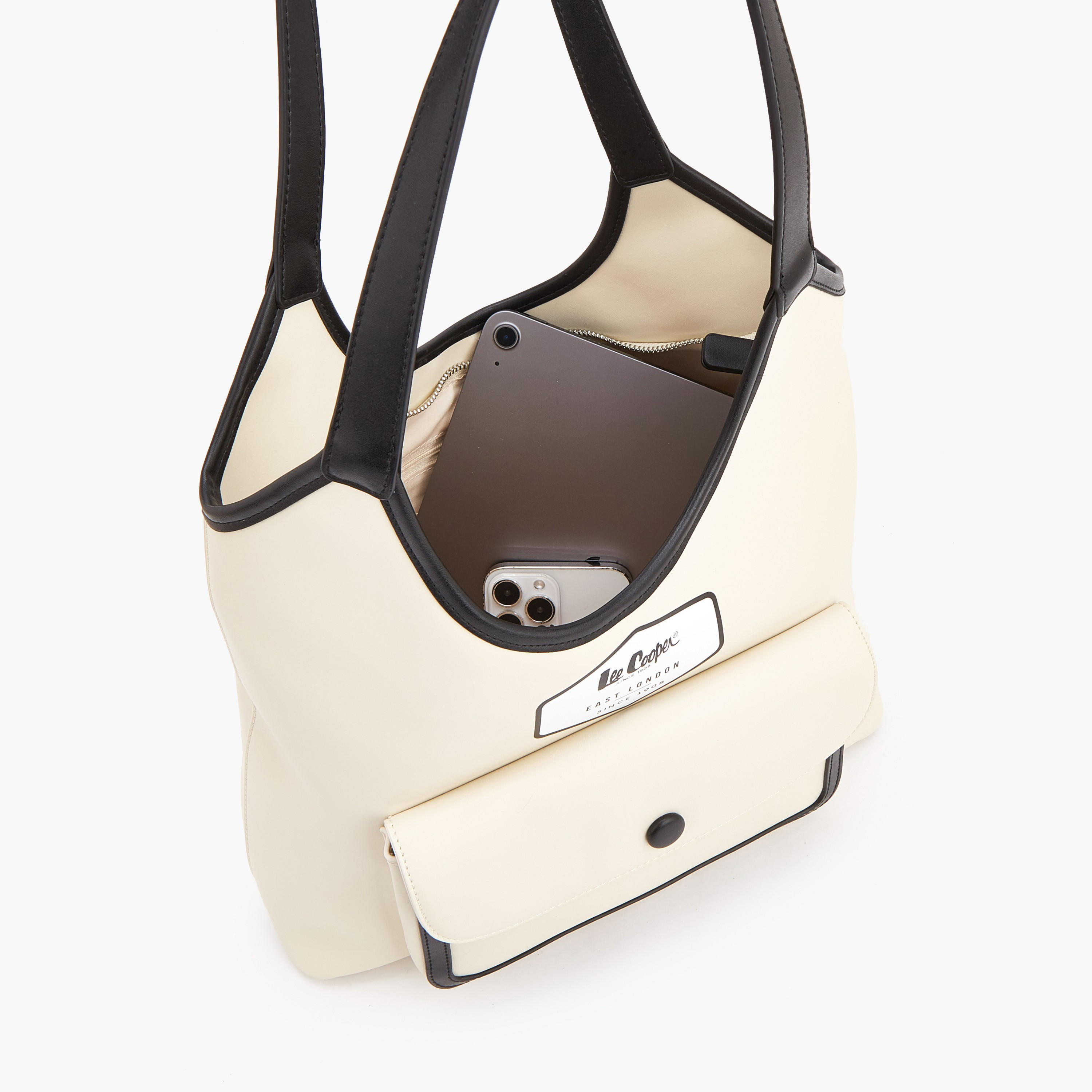 Lee Cooper Contrast Trim Shoulder Bag with Flap Pocket-women-bagsandwallets-handbags-image-7